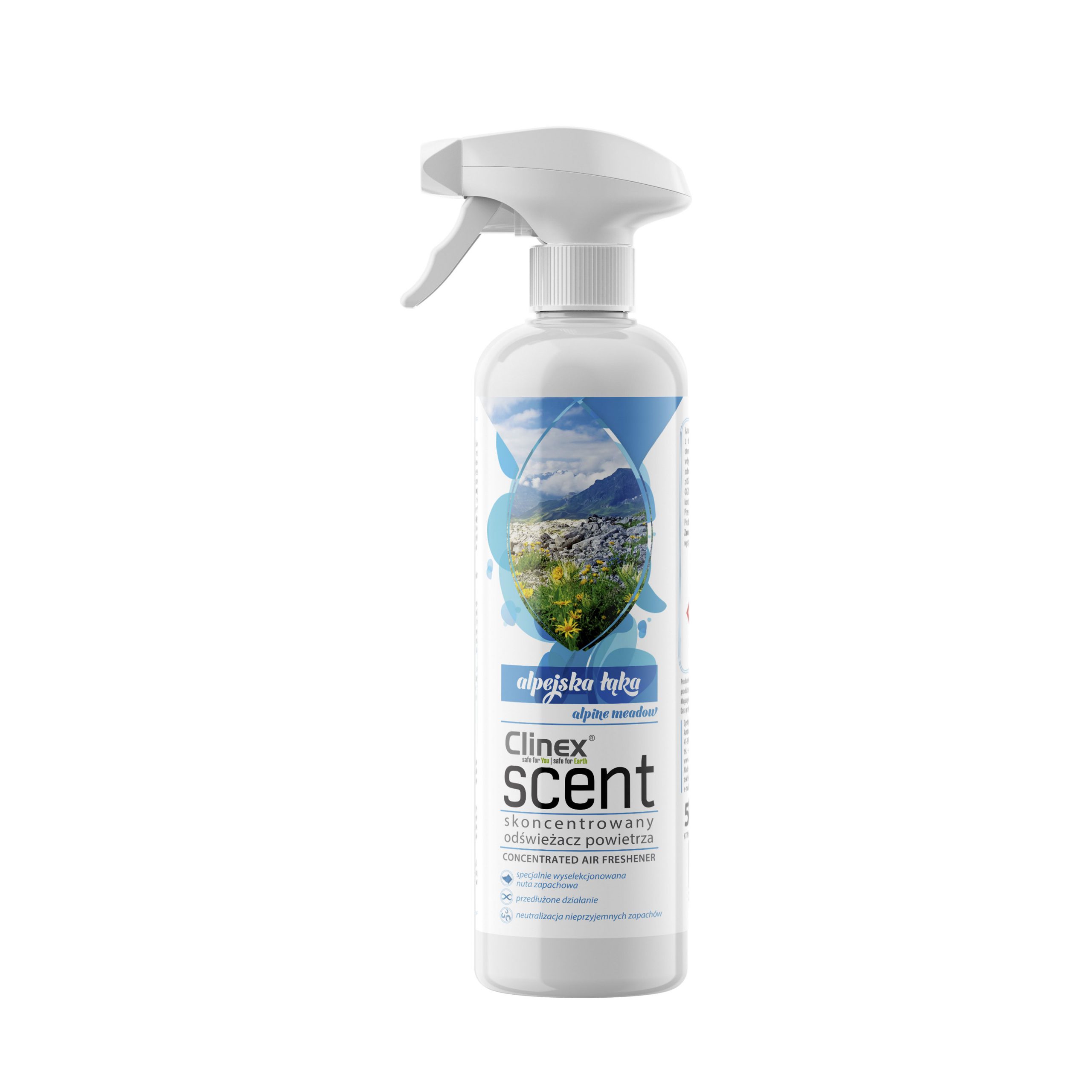 clinex scent alpejka laka hurtownia tarnow scaled 1 CLINEX Scent Alpejska Łąka - Skoncentrowany odświeżacz powietrza 500 ml