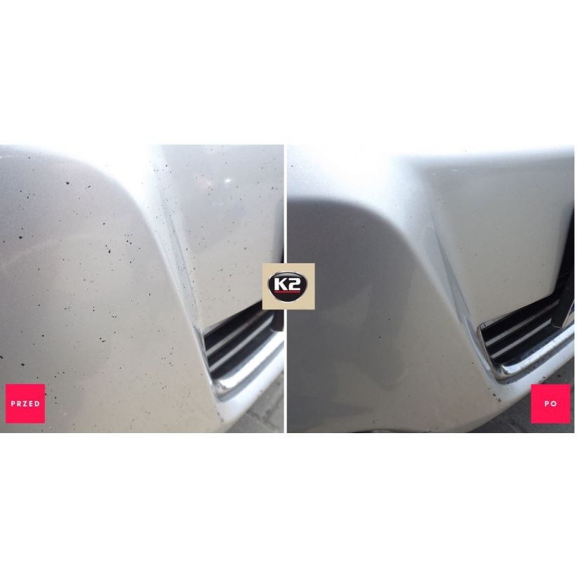 test skutecznosci produktu K2 Tar Remover do usuwania asfaltu i zywicy K2 TAR REMOVER Preparat do usuwania smoły, asfaltu i kleju po naklejkach spray 300 ml - obrazek 2